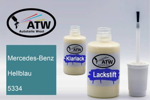 Mercedes-Benz, Hellblau, 5334: 20ml Lackstift + 20ml Klarlack - Set, von ATW Autoteile West.