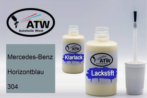 Mercedes-Benz, Horizontblau, 304: 20ml Lackstift + 20ml Klarlack - Set, von ATW Autoteile West.