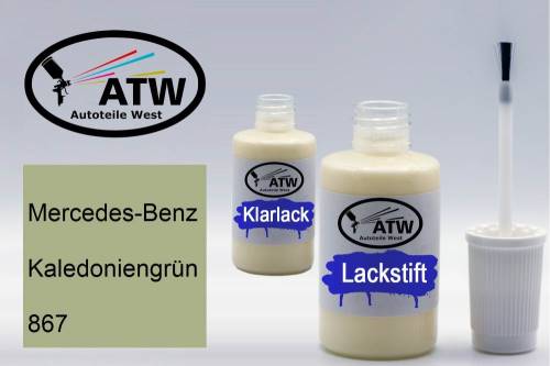 Mercedes-Benz, Kaledoniengrün, 867: 20ml Lackstift + 20ml Klarlack - Set, von ATW Autoteile West.