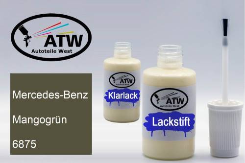 Mercedes-Benz, Mangogrün, 6875: 20ml Lackstift + 20ml Klarlack - Set, von ATW Autoteile West.