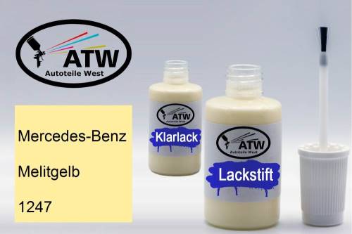 Mercedes-Benz, Melitgelb, 1247: 20ml Lackstift + 20ml Klarlack - Set, von ATW Autoteile West.