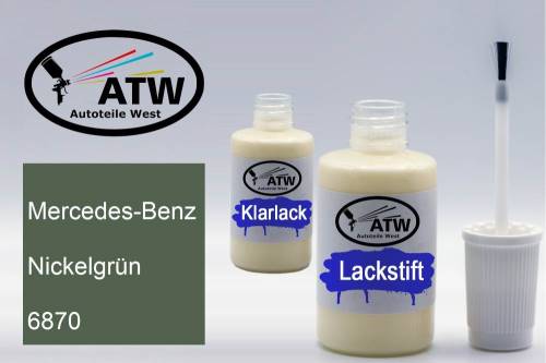 Mercedes-Benz, Nickelgrün, 6870: 20ml Lackstift + 20ml Klarlack - Set, von ATW Autoteile West.