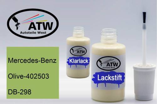 Mercedes-Benz, Olive-402503, DB-298: 20ml Lackstift + 20ml Klarlack - Set, von ATW Autoteile West.