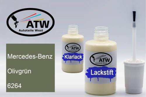 Mercedes-Benz, Olivgrün, 6264: 20ml Lackstift + 20ml Klarlack - Set, von ATW Autoteile West.