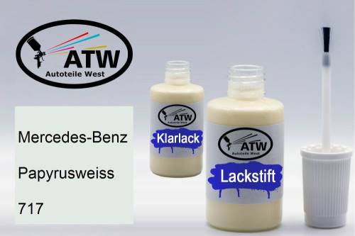 Mercedes-Benz, Papyrusweiss, 717: 20ml Lackstift + 20ml Klarlack - Set, von ATW Autoteile West.