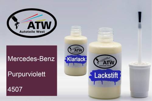 Mercedes-Benz, Purpurviolett, 4507: 20ml Lackstift + 20ml Klarlack - Set, von ATW Autoteile West.