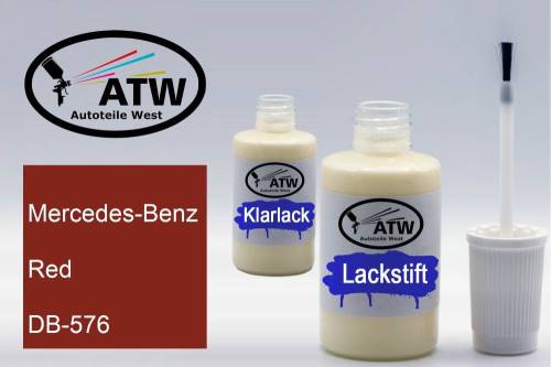 Mercedes-Benz, Red, DB-576: 20ml Lackstift + 20ml Klarlack - Set, von ATW Autoteile West.