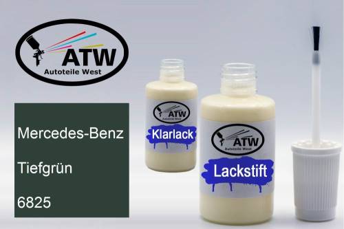 Mercedes-Benz, Tiefgrün, 6825: 20ml Lackstift + 20ml Klarlack - Set, von ATW Autoteile West.