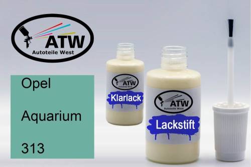 Opel, Aquarium, 313: 20ml Lackstift + 20ml Klarlack - Set, von ATW Autoteile West.