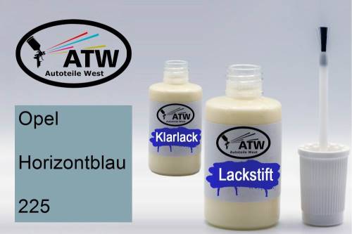 Opel, Horizontblau, 225: 20ml Lackstift + 20ml Klarlack - Set, von ATW Autoteile West.