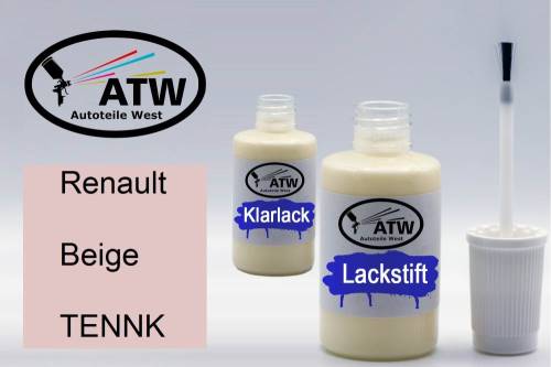 Renault, Beige, TENNK: 20ml Lackstift + 20ml Klarlack - Set, von ATW Autoteile West.