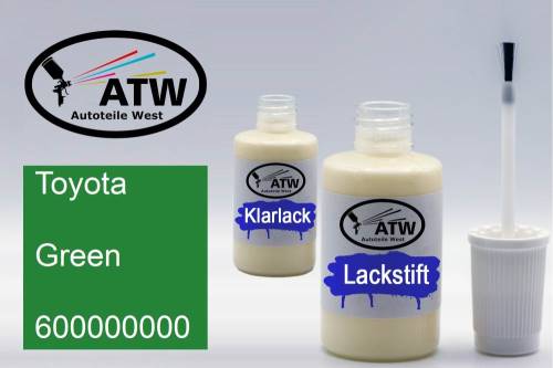 Toyota, Green, 600000000: 20ml Lackstift + 20ml Klarlack - Set, von ATW Autoteile West.