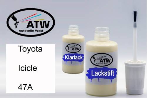 Toyota, Icicle, 47A: 20ml Lackstift + 20ml Klarlack - Set, von ATW Autoteile West.