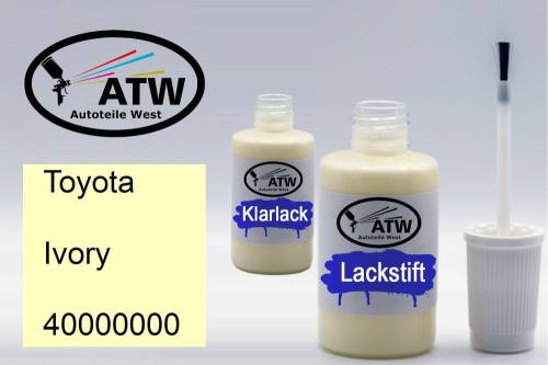 Toyota, Ivory, 40000000: 20ml Lackstift + 20ml Klarlack - Set, von ATW Autoteile West.