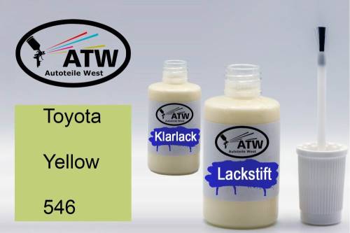 Toyota, Yellow, 546: 20ml Lackstift + 20ml Klarlack - Set, von ATW Autoteile West.