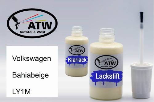 Volkswagen, Bahiabeige, LY1M: 20ml Lackstift + 20ml Klarlack - Set, von ATW Autoteile West.