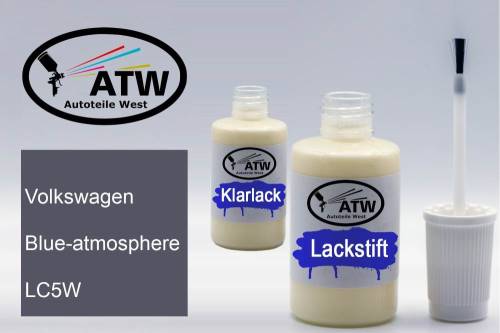 Volkswagen, Blue-atmosphere, LC5W: 20ml Lackstift + 20ml Klarlack - Set, von ATW Autoteile West.