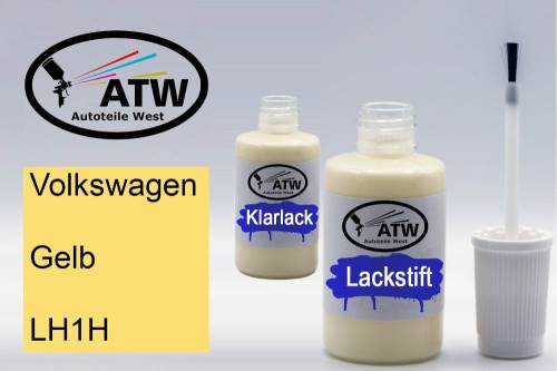 Volkswagen, Gelb, LH1H: 20ml Lackstift + 20ml Klarlack - Set, von ATW Autoteile West.