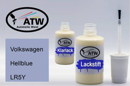 Volkswagen, Hellblue, LR5Y: 20ml Lackstift + 20ml Klarlack - Set, von ATW Autoteile West.