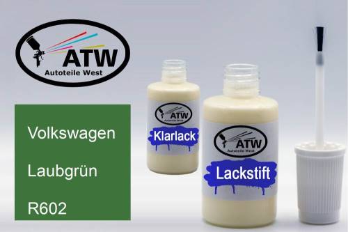 Volkswagen, Laubgrün, R602: 20ml Lackstift + 20ml Klarlack - Set, von ATW Autoteile West.