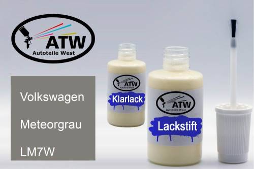 Volkswagen, Meteorgrau, LM7W: 20ml Lackstift + 20ml Klarlack - Set, von ATW Autoteile West.