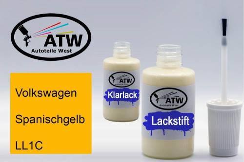 Volkswagen, Spanischgelb, LL1C: 20ml Lackstift + 20ml Klarlack - Set, von ATW Autoteile West.