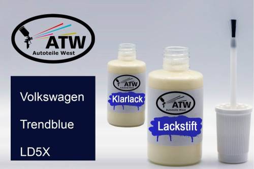 Volkswagen, Trendblue, LD5X: 20ml Lackstift + 20ml Klarlack - Set, von ATW Autoteile West.