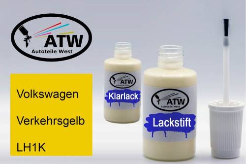 Volkswagen, Verkehrsgelb, LH1K: 20ml Lackstift + 20ml Klarlack - Set, von ATW Autoteile West.