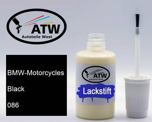 BMW-Motorcycles, Black, 086: 20ml Lackstift, von ATW Autoteile West.