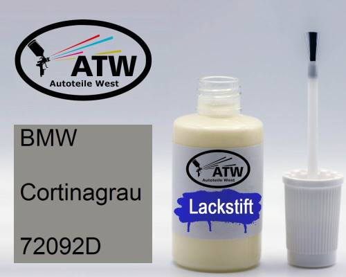 BMW, Cortinagrau, 72092D: 20ml Lackstift, von ATW Autoteile West.