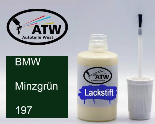 BMW, Minzgrün, 197: 20ml Lackstift, von ATW Autoteile West.