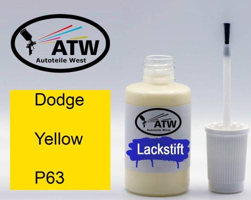 Dodge, Yellow, P63: 20ml Lackstift, von ATW Autoteile West.