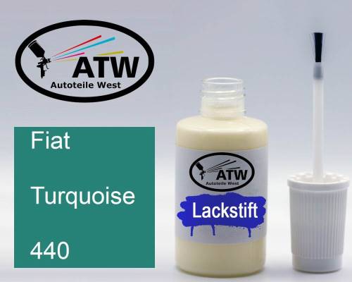 Fiat, Turquoise, 440: 20ml Lackstift, von ATW Autoteile West.