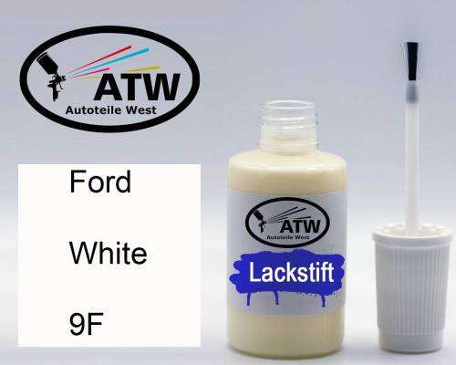Ford, White, 9F: 20ml Lackstift, von ATW Autoteile West.