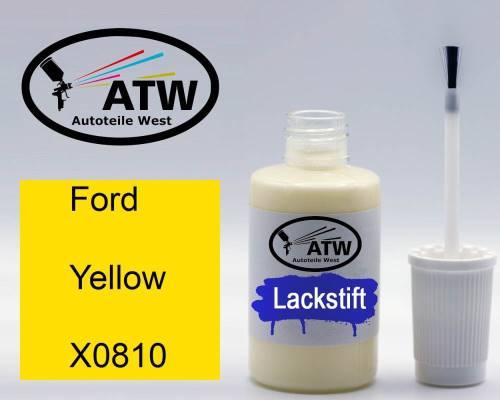 Ford, Yellow, X0810: 20ml Lackstift, von ATW Autoteile West.