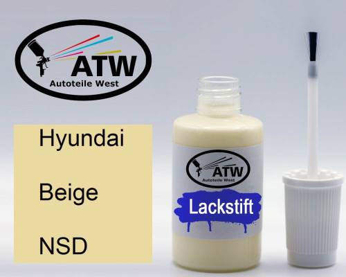 Hyundai, Beige, NSD: 20ml Lackstift, von ATW Autoteile West.