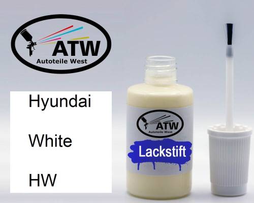 Hyundai, White, HW: 20ml Lackstift, von ATW Autoteile West.