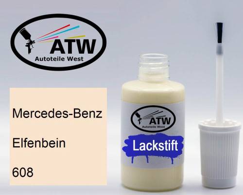 Mercedes-Benz, Elfenbein, 608: 20ml Lackstift, von ATW Autoteile West.