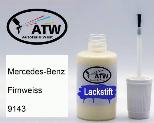 Mercedes-Benz, Firnweiss, 9143: 20ml Lackstift, von ATW Autoteile West.