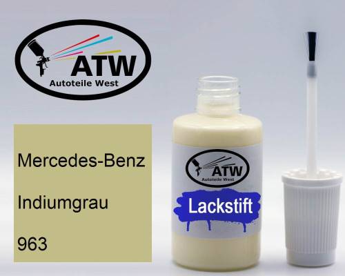 Mercedes-Benz, Indiumgrau, 963: 20ml Lackstift, von ATW Autoteile West.