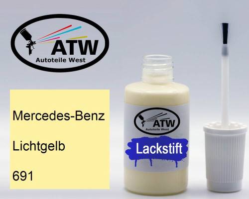 Mercedes-Benz, Lichtgelb, 691: 20ml Lackstift, von ATW Autoteile West.