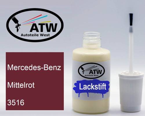 Mercedes-Benz, Mittelrot, 3516: 20ml Lackstift, von ATW Autoteile West.