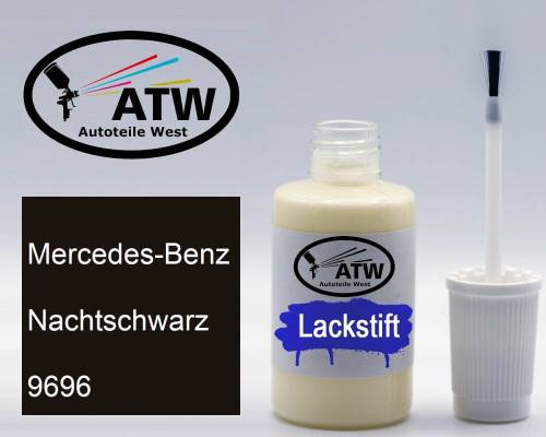 Mercedes-Benz, Nachtschwarz, 9696: 20ml Lackstift, von ATW Autoteile West.