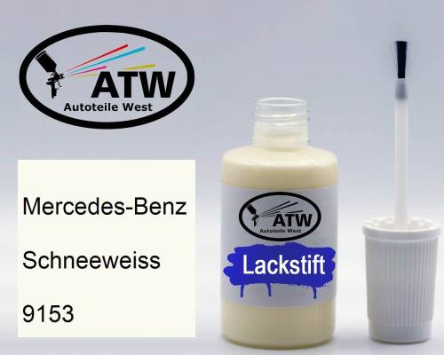 Mercedes-Benz, Schneeweiss, 9153: 20ml Lackstift, von ATW Autoteile West.