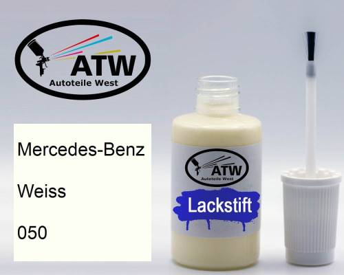 Mercedes-Benz, Weiss, 050: 20ml Lackstift, von ATW Autoteile West.