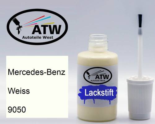 Mercedes-Benz, Weiss, 9050: 20ml Lackstift, von ATW Autoteile West.