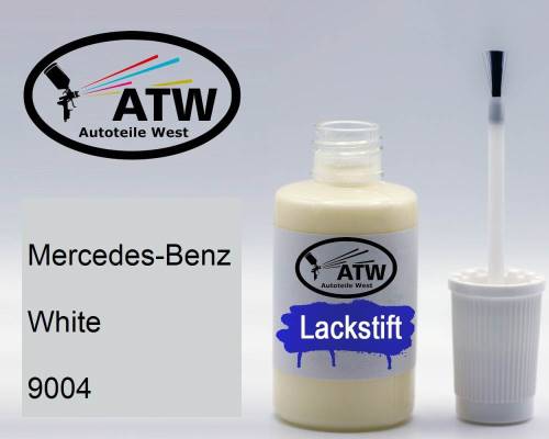 Mercedes-Benz, White, 9004: 20ml Lackstift, von ATW Autoteile West.