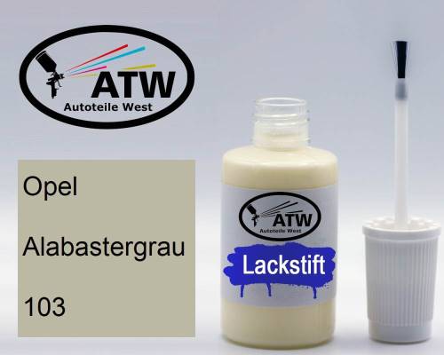 Opel, Alabastergrau, 103: 20ml Lackstift, von ATW Autoteile West.