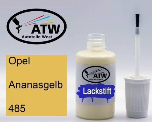 Opel, Ananasgelb, 485: 20ml Lackstift, von ATW Autoteile West.