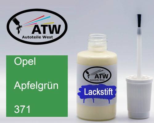 Opel, Apfelgrün, 371: 20ml Lackstift, von ATW Autoteile West.